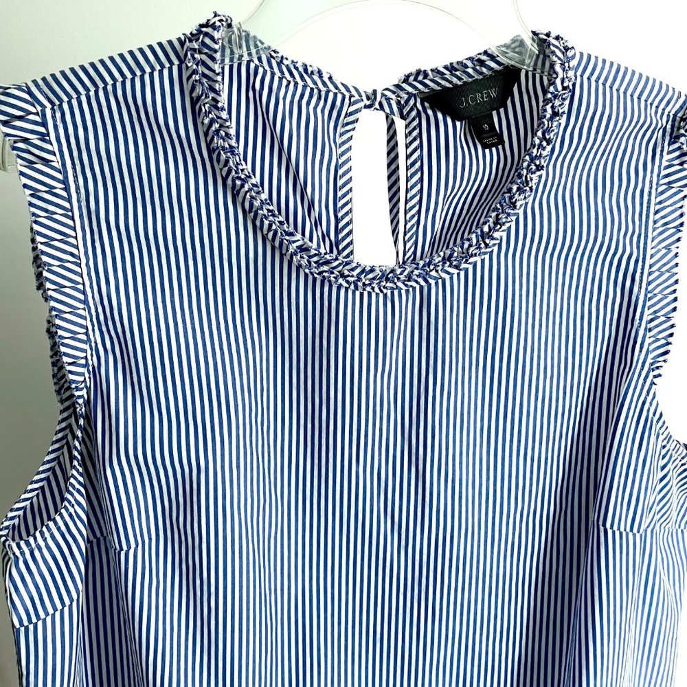 J. Crew Blue and White Striped Sleeveless Top